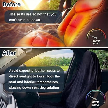 Car Seat Towel Cover, 2pcs Universal Front Seat Protector for Cars, SUVs and Trucks, Sweat Towel Car Seat Cover for Gym, Yoga, Swimming, Pets and Family Travel, Navy - color: Black