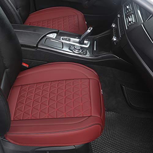 Black Panther 1 Pair Luxury Faux Leather Car Seat Covers Front Bottom Seat Cushion Covers, Anti-Slip and Wrap Around The Bottom, Fit 95% of Vehicles - Burgundy - color: Front Pair Burgundy