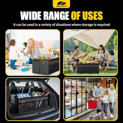 MIKKUPPA Car Trunk Organizer - 65L Collapsible Trunk Organizer with Lid, Sturdy Car Storage for SUV Auto Truck Van with Adjustable Straps and Non Slip Bottom (Black)