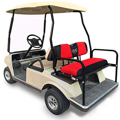 10L0L Golf Cart Seat Covers, Super Comfort Cooler Than Vinyl Seat Cover, Front and Rear Seat Cover for Yamaha EZGO Club Car, No Drilling Breathable Mesh Bench Seat Blanket, Machine Washable - color: Red + Black, style: Rear Seat - Universal for Yamaha EZG