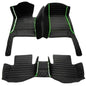 Custom Leather Car Mats, Vehicle-Specific Fit All-Weather Floor Mats, 100% Waterproof Anti-Slip Durable Protection for SUV Truck Sedan, Precision Tailored Protection (Black Splicing Green Stripes) - color: black Splicing green Stripes