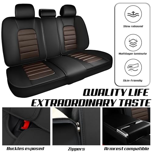 Car Seat Covers for Chrysler 200 2011-2017, Durable Premium Nappa Leather Seats Cover, Modern Sport Seat Cover, Full Wrap Original Car Seats (5 Seats, Black&Coffee)