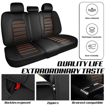 Car Seat Covers for Chrysler 200 2011-2017, Durable Premium Nappa Leather Seats Cover, Modern Sport Seat Cover, Full Wrap Original Car Seats (5 Seats, Black&Coffee)
