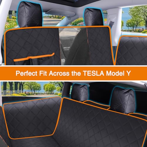Dog Car Seat Cover for Tesla Model Y/3 with 2PCS Car Door Protector 100% Waterproof Pet Car Seat Cover Protects Vehicle from Hair, Scratches and Dirt, Customized Dog Car Hammock for Model Y/3 - size: Hammock Style
