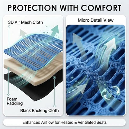 FH Group Car Seat Covers Trendy Elegance Blue Full Set Automotive Seat Covers, Airbag and Split Rear Combo Non-Slip Dash Grip Pad Universal Fit Interior Accessories Cars Trucks SUV Car Accessories
