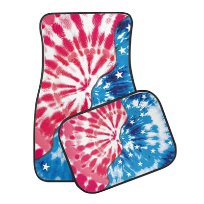 Car Mat Universal Fit 4-Piece Set Car Floor Mats Auto Front & Rear Floor Carpets for SUV Sedan Van, Tie Dye American Flag - color: Tie Dye American Flag