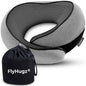 FlyHugz® Neck Travel Pillow Memory Foam Neck Pillow for Comfort on Airplane Compact and Ergonomic Design for Travel, Car Rides, and Home Use Ideal for Adults and Kids.