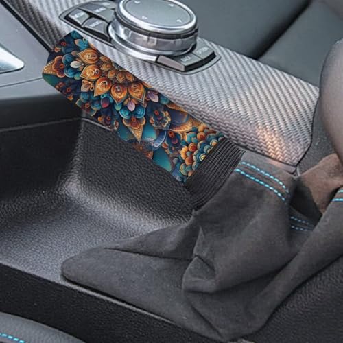 AFPANQZ Handbrake Cover & Shift Gear Knob Cover Bohemian Flower Universal Gear Stick Case Sleeve Non-Slip Soft Fit Most Cars Sedan SUV Van Truck Universal - color: Bohemian Flower