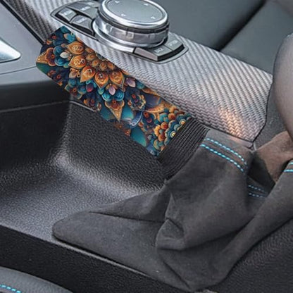 AFPANQZ Handbrake Cover & Shift Gear Knob Cover Bohemian Flower Universal Gear Stick Case Sleeve Non-Slip Soft Fit Most Cars Sedan SUV Van Truck Universal - color: Bohemian Flower