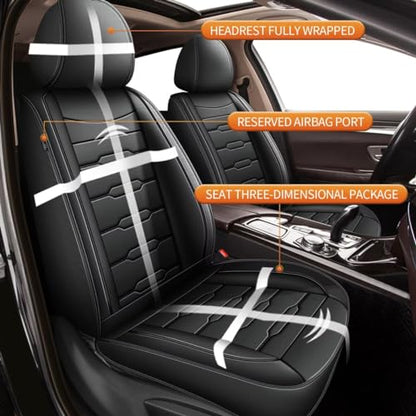 AOMSAZTO 2 Front Car Seat Covers Fit for Honda Ridgeline 2006-2025: Waterproof Faux Leather Seat Covers Compatible Airbag (Black) - color: #016 Black, size: 2006-2014&2024-2025-2 front seat covers only
