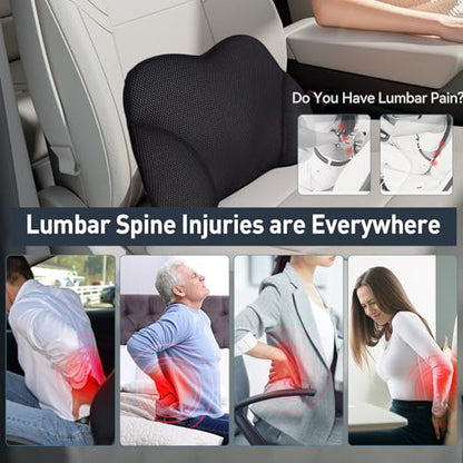 SPRFUFLY Really Amazing Lumbar Support Pillow for Car Seat - Pure Memory Foam with Breathable Removable Cover - Relieves Back Pain Lumbar Pillow(Black, 1PC) - color: Backsaver-eight