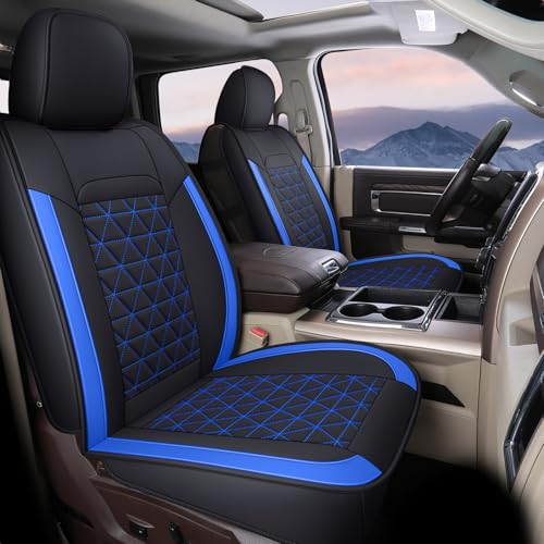 Coverado Front Seat Covers, Waterproof Front Car Seat Covers for Truck Compatible with 2002-2026 Dodge Ram 1500 2500 3500 Crew Double Mega Quad Cab(Blue) - color: Blue, size: FrontPair