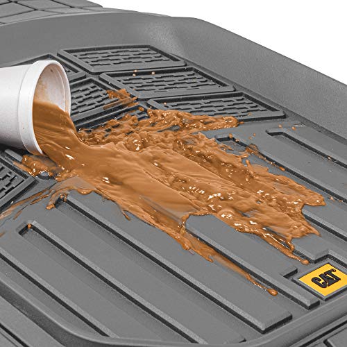 Cat® CAMT-9014 (4-Piece) Heavy Duty Deep Dish Rubber Floor Mats, Trim to Fit for Car Truck SUV & Van, All Weather Total Protection Durable Liners - color: Gray, style: CAMT-9014