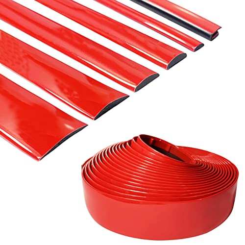 Solid Red Car Motor Bike Self-Adhesive Exterior and Interior Molding Trim Universal Dashboard Bumper Window Door Body Side Decorative Strip Scratch-Proof (Width: 2 inch (50mm), 8Ft) - size: 8Ft, style: Width: 2 inch (50mm)