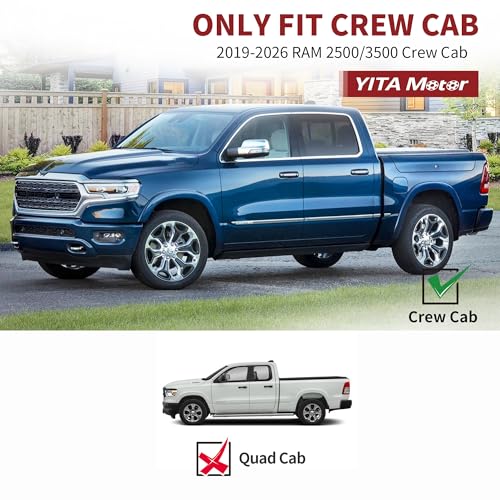 YITAMOTOR Floor Mats Fit for 2019-2025 2026 Ram 2500/3500 Crew Cab (Not for PTO KIT Models), TPE All Weather Dodge Ram 2500/3500 Floor Mats Include 1st & 2nd Row, Black - style: 2019-2025 Ram 2500/3500 Crew Cab