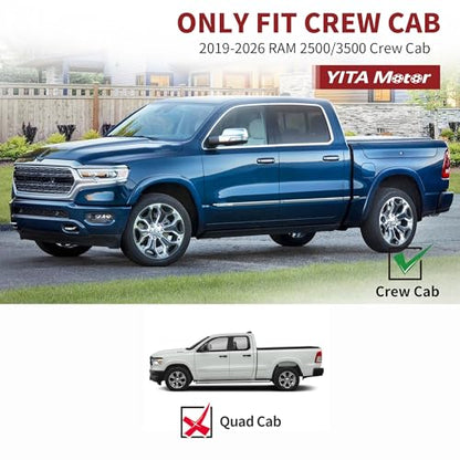 YITAMOTOR Floor Mats Fit for 2019-2025 2026 Ram 2500/3500 Crew Cab (Not for PTO KIT Models), TPE All Weather Dodge Ram 2500/3500 Floor Mats Include 1st & 2nd Row, Black - style: 2019-2025 Ram 2500/3500 Crew Cab