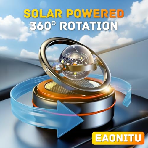 Solar Dashboard Spinner, Sun Powered Kinetic Car Decoration Diffuser, Space Theme Automotive Accessories, Spring Birthday Gift Exchange, Fragrance & Aroma Cores Sold Separately (Solarium Black)
