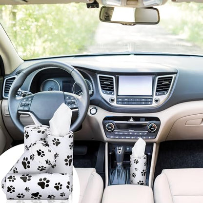 Geyoga 4 Pack Car Tissues Box with Facial Bulk Round Tube Car Tissue Travel Cylinder Holder Cup Holder for Home Bathroom Office (Paw Print)
