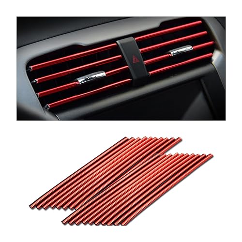 20 Pcs Car Air Conditioner Outlet Decoration Strip, Decorative Trim for Auto Air Vent Outlet, Waterproof Automotive Interior Decors for Men Women, Universal for Most Vehicles (Red) - color: Red