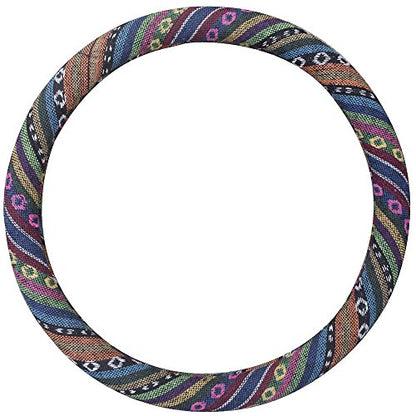 Small Ethnic Style Coarse Flax Cloth Automotive Steering Wheel Cover Anti Slip and Sweat Absorption Auto Car Wrap Cover (14''-14.25, C) - color: C, size: 14 - 14.25 inches