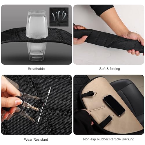 ENOGE Linen Car Seat Covers Front Seat Covers Breathable Cloth Fabric Car Seat Protector Universal Fit Most Automotive, Van, SUV, Trucks (Black, 2 Front) - color: Linen-Black-2