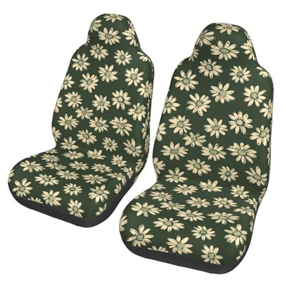 Car Seat Cover Sage Green Daisy Bucket Seat Protection, Easy to Install Seat Covers Cushion for Car Truck Van SUV Hippie Floral Vehicle Cushion Covers Universal Fit - color: Daisy