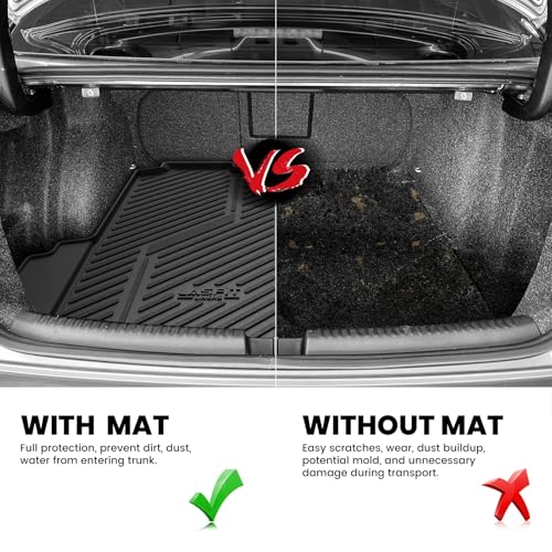 LASFIT Trunk Mat for Volkswagen Jetta 2011-2018, Custom Fit All-Weather TPE Rubber Cargo Mat for VW Jetta Accessories Trunk Liner Cargo Liner, Waterproof, Easy to Clean, Black - size: 2)2011-2018|For VW Jetta|Cargo Mat