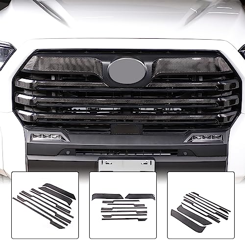 Aunginsy Car Front Bumper Grille Trim Sticker Compatible with Toyota Tundra 2022 2023 2024 Pickup Truck Real Carbon Fiber Material Decorative Sticker Protection Cover Interior Accessories - size: Front Bumper Grille Trim Sticker