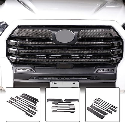 Aunginsy Car Front Bumper Grille Trim Sticker Compatible with Toyota Tundra 2022 2023 2024 Pickup Truck Real Carbon Fiber Material Decorative Sticker Protection Cover Interior Accessories - size: Front Bumper Grille Trim Sticker