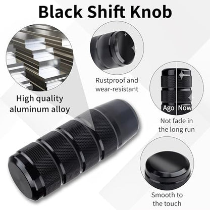 ecocstm Car Shifter Knob, Aluminum Gear Shift Style Knobs, Car Accessories 3.74" Black Shift Knob with 3 Threaded Adapters M8 M10 M12 x 1.25 Fit Universal Manual Transmission, Automotive, Trucks - color: Black