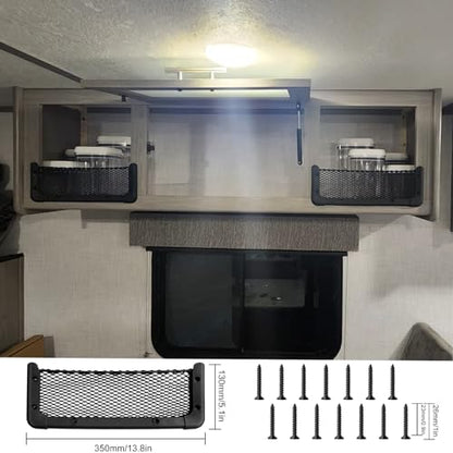 ABS Plastic Frame Automotive Cargo Nets Car Net Pocket Phone Car Mesh Net Holder RV Storage Boat Cargo Pocket Organizer Framed Mesh Net Pocket with Screws for Auto RV Net(2, 13.8 x 5.1 Inch) - size: 13.8 x 5.1 Inch