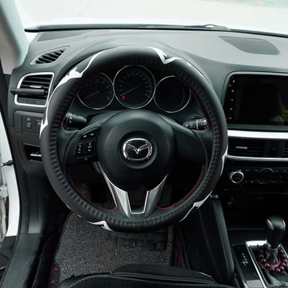 Mountains, Adventure, Outdoors, Camper, Hiking, Mountain Car Leather Steering Wheel Cover - 15-inch Universal Microfiber- Soft & Breathable & Silicone Anti Slip Auto Steering Wheel Wrap - color: Mountains