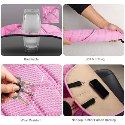 2PCS Linen Front Seat Covers for Cars Sideless Seat Covers Breathable Cloth Fabric Car Seat Protector Universal Fit Most Automotive, SUV, Trucks, Van(Pink) - color: LINEN PINK