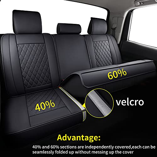 LUCKYMAN CLUB 2022-2025 2026 Tundra Pickup Trucks Car Seat Covers X05-T3 Full Set Accessories, Fit Crew/Crewmax/Extended/Double Cab with Waterproof Faux Leather (Black Full Set) - color: Black, size: 2022-2026 Full Set