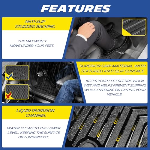 Michelin Vehicle Mat, All-Weather TPE Custom Fit Liner for Tesla Model 3 Floor Mats 2017-2023(3 Piece), Premier