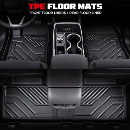TPE Floor Mats Set for Chevy Equinox/GMC Terrain 2026 2025, All Weather TPE Custom Fit Floor Liners & Cargo Liner & Backrest Mats (Not for EV), Car Floor Mats Accessoires, Black - size: 7.For Chevy Equinox/GMC Terrain|25-26|Full Set