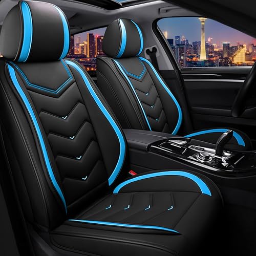Car Seat Covers for Ford Fusion 2006-2020, Stylish Sport Seat Cover, Premium Nappa Leather Car Seat Cover. Automobile Seat Covers Sets.(Standard 2 Seats/Black Blue) - color: Black Blue, size: Standard 2 Seats