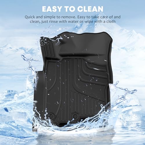 Custom Fit Floor Mats fit for 2017-2024 Nissan Titan / 2016-2024 Nissan Titan XD Crew Cab (with Rear Under Seat Organizer) All Weather Floor Liners 5D Carpet Liners Titan Accessories Black - style: 12)17-24 Titan Floor Mats