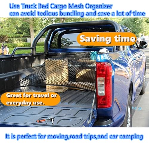 Cargo Net Suitable for Daily Light Loads of SUV Trucks,Mesh Organizer 4'x4' Stretches to 7'x7',Highly Elastic Truck Bed Net for Pickup Truck Bed - size: 4'x4'