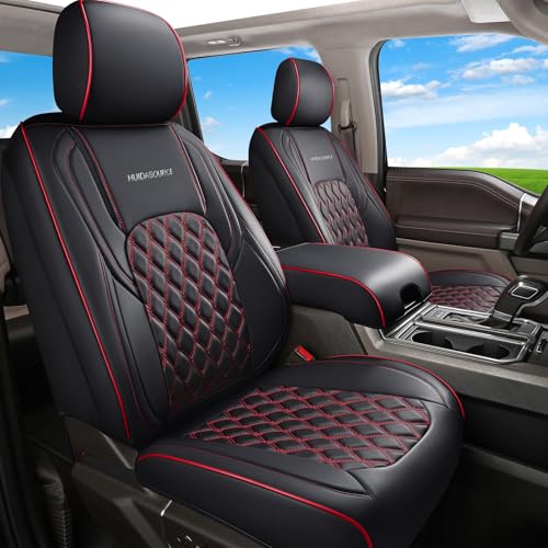 Huidasource Silverado Custom Seat Cover Full Coverage Fit for Chevy Silverado GMC Sierra Pickup 1500 2014-2018, 2500HD 3500HD 2015-2019 Crew Double Extended Cab Seat Cushion Cover(Full Set/Black&Red) - color: Black&Red, size: Full Set 2014-2018 (Curved Be