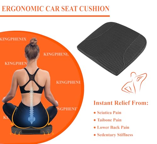 kingphenix Premium Car Seat Cushion, Memory Foam Driver Seat Cushion to Improve Driving View- Coccyx & Lower Back Pain Relief - Seat Cushion for Car, Truck, Office Chair (4D Mesh Black) - color: 4d Mesh Black