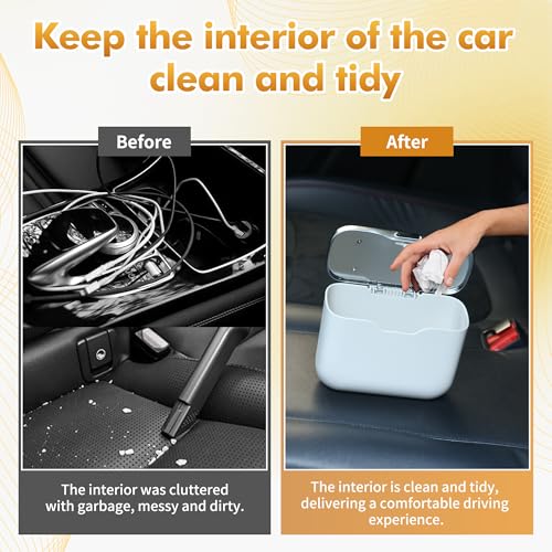 JEYODA - Automatic Push Button Car Trash Can with Secure Lid, Vehicle Garbage Bin (Beige) - color: beige