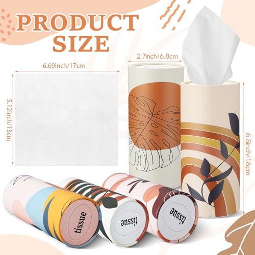 Maxcheck 20 Pack Car Tissues Cylinder with 3 Ply Facial Napkins Bulk, Travel Round Tissue Boxes for Car Cup Holder Paper Napkins Tube Container for Home Bathroom Office(Boho Style) - style: Boho Style