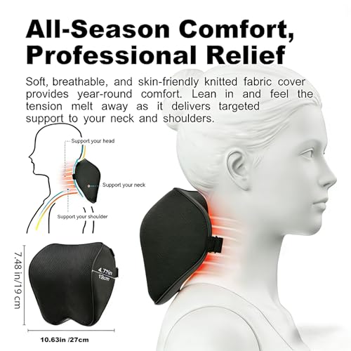 EMuna 2-Pack 100% Memory Foam Car Neck Pillow, Ergonomic Headrest Support with Adjustable Strap, Breathable Removable Washable Cover, 4.7 Inch Thick for Long Drives & Road Trip