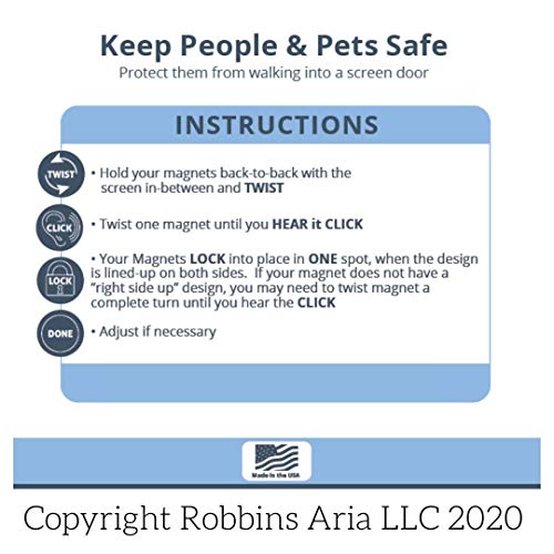 Screen Door Magnets Double Sided – Keep People, Kids, and Dogs from Running into a Screen Door. Saver - Robbins Aria Rainbow Mandala - color: Rainbow