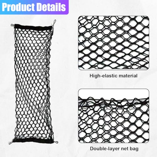 ZIMISI Car Cargo Net, Elastic Stretchable Car Trunk Cargo Storage Net with Hooks, Double-Layer Nylon Truck Organizer Mesh, Vehicle Interior Accessories for Most SUVs, Trucks (43.3x15.7 inch/110×40 cm) - size: 43.3x15.7 inch/110×40 cm