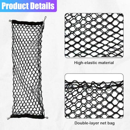ZIMISI Car Cargo Net, Elastic Stretchable Car Trunk Cargo Storage Net with Hooks, Double-Layer Nylon Truck Organizer Mesh, Vehicle Interior Accessories for Most SUVs, Trucks (43.3x15.7 inch/110×40 cm) - size: 43.3x15.7 inch/110×40 cm