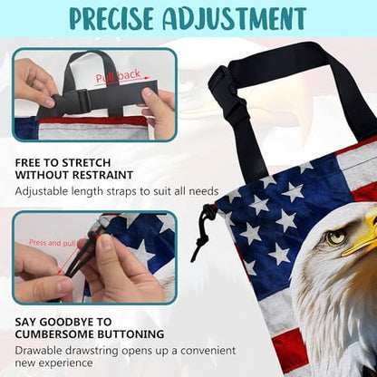 Car Trash Bag American Flag and Eagle Leak-Proof Car Garbage Bag with Drawstring Foldable Canvas Trash Bin with Adjustable Buckle for Car Accessories, Travelling, Camping - color: American Flag and Eagle