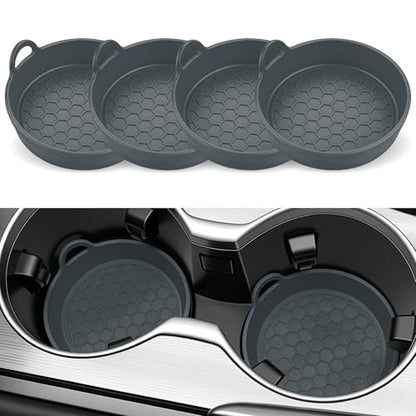 SINGARO Car Cup Holder Coaster, 4PCS Silicone Cup Holder Insert, Universal Non-Slip Cup Holders, Car Interior Accessories for Women and Man, Grey - color: Gray