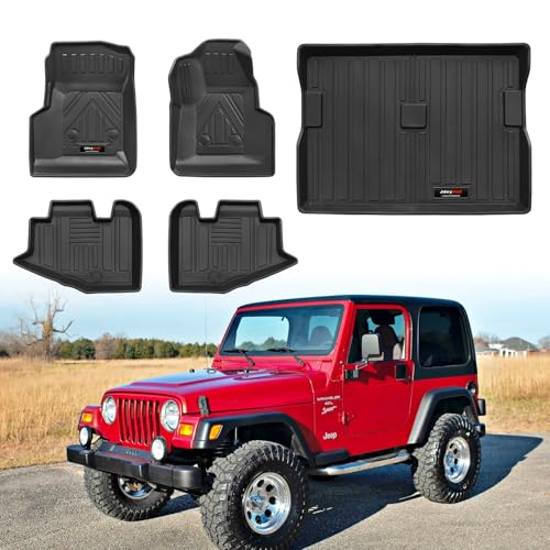 All Weather Floor Mats & Cargo Liner Compatible for 1997-2006 Jeep Wrangler TL/LJ Accessories (for1997-2006 Jeep Wrangler TJ/LJ) - color: for 1997-2006 Jeep Wrangler TJ/LJ